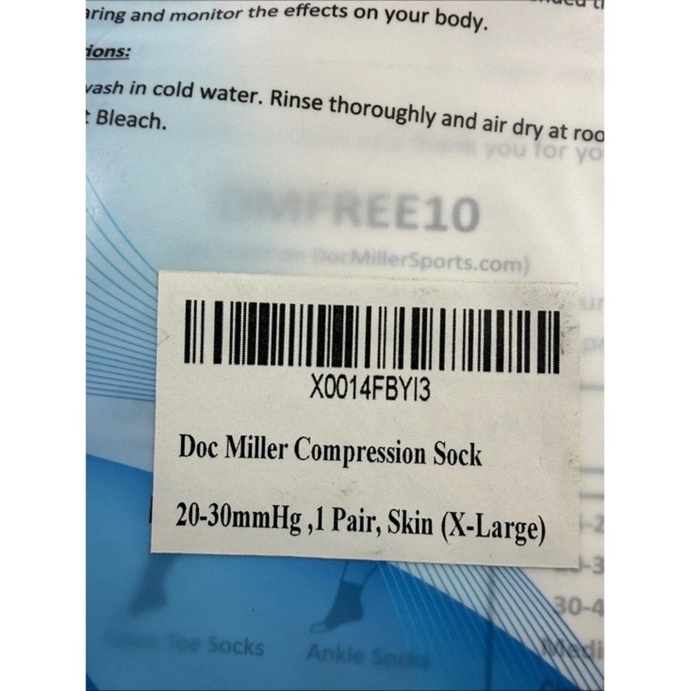Doc Miller Compression Sock Unisex Skin Beige 20-30mmHg Medical Knee High New XL